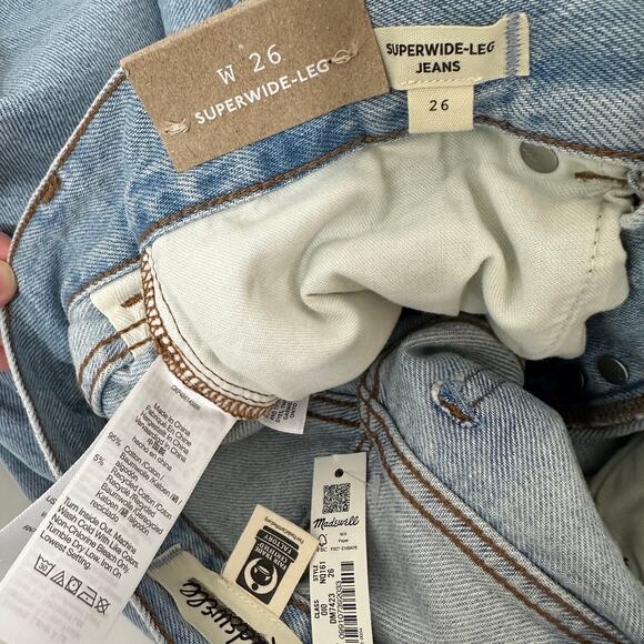 Madewell Superwide Leg Jeans Cather Wash Button Front Blue High Rise US 26 NWT - Picture 15 of 16